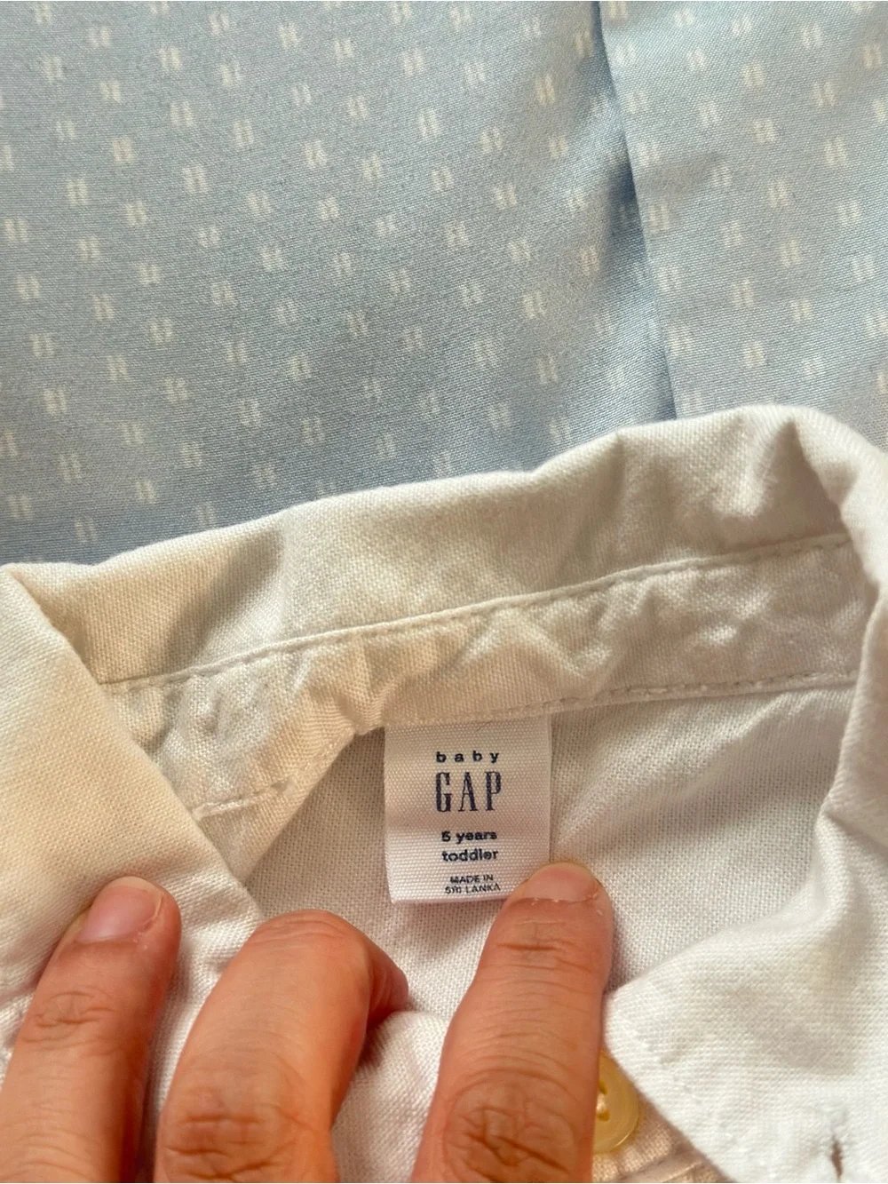 GAP White Button-Down Shirt with Embroidered Bear